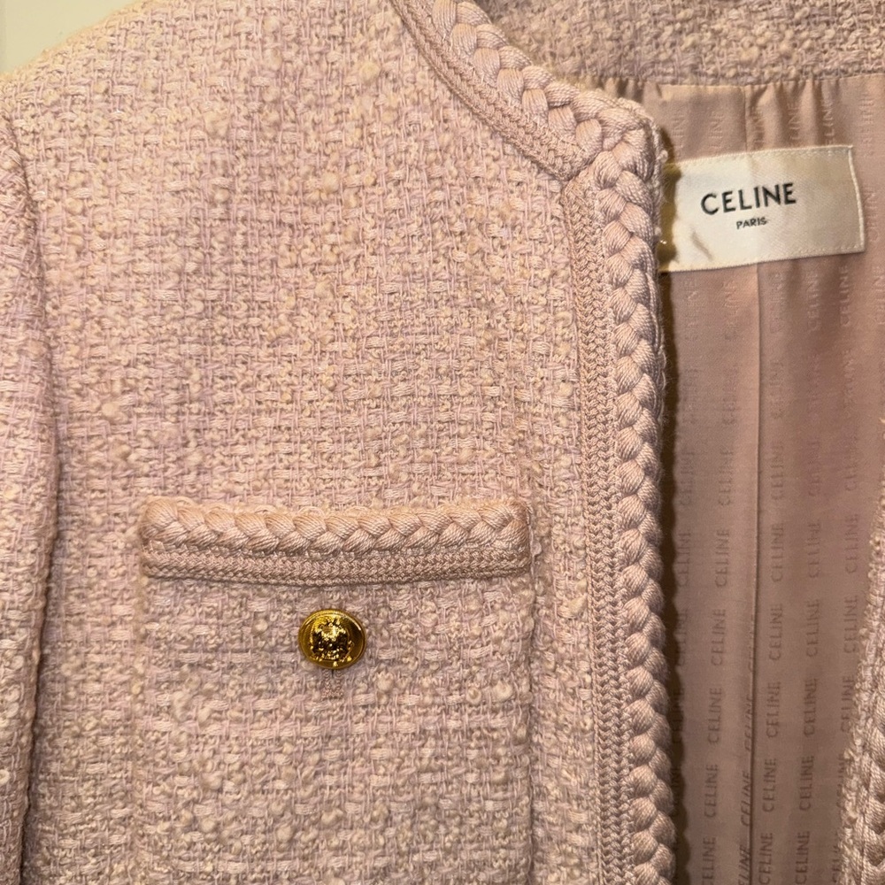 Celine Soft Pink Tweed Jacket - Picture 6 of 9